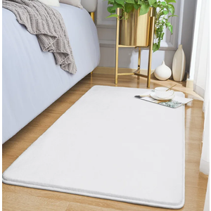 Amearea Modern Washable Runner Rugs, 2x4 Feet White Bedroom Runner Rug, Small Area Rugs for Bedroom Living Room, Non Slip Memory Foam Rug for Hallway Entryway Kids Boys Girls Room Laundry Room