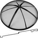 Fire Pit Spark Screen, Fire Pit Screen 27 Inch Round with Handle & Poker, Collapsible Heavy Duty Mesh Fire Pit Cover Fire Pit Lid for Outdoor/ Patio/ Backyard/ RV Camping/ Beach