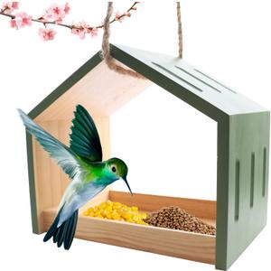 Wooden Bird Feeder, Easy to Assemble Outdoor Birdfeeder for Wild Birds, Ideal for Nature Enthusiasts & Backyard Bird Lovers