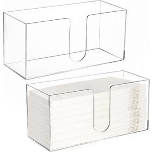 2 Pack Acrylic Paper Towel Holder, Folded Countertop Z-fold C-fold Trifold Napkin Dispenser, Clear Hand Towel Storage Holder Tray for Bathroom, Kitchen, Restaurant
