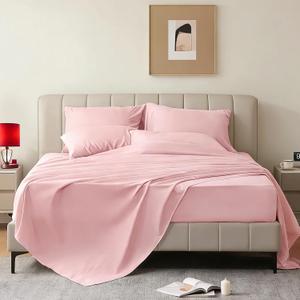 Queen Sheet Set - 6 Piece Sheets Queen Size Bed Set - Breathable & Cooling Hotel Luxury Bedding Set - Soft & Comfy Fully Elasticized 16" Deep Pocket Queen Sheets (Queen Baby Pink)