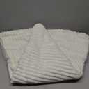 Kinlop 72 Inch Faux Fur Christmas Tree Skirt White Stripe Textured Pattern Large Tree Skirt Vintage Merry Christmas Party Favors Rustic Holiday Decor Merry Xmas Party Gifts