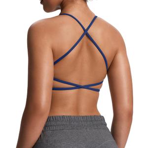 Aoxjox Women's Workout Sports Bras Fitness Ivy Low Impact Bra Yoga Crop Tank (Medium, Bellwether Blue)