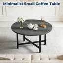 FAMIDGE Round Coffee Table, 23.6" Small Coffee Tables for Living Room, Circle Coffee Table with Metal Frame, Floor Table Desk for Sitting on The Floor, Home, Office, Grey