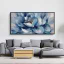 XLSJERST Large Flower Canvas Wall Art for Living Room - Blue and White Flower Picture Print Painting Wall Decor Framed Artwork Ready to Hang for Home Bedroom Wall Decoration Size 58x29