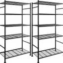 2-Pack 5-Tier Steel Garage Storage Shelves, 33.5"x12.6"x72", Black