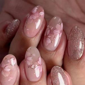 Peach Blossom Press on Nails Short Medium Almond Fake Nails with Rose Gold Glitter Designs Pink Flower Stick on Nails Spring Floral False Nails Petal Full Cover Artificial Nails for Women Girls 24Pcs Peach Blossom Press on Nails Short Medium Almond Fake Nails with Rose Gold Glitter Designs Pink Flower Stick on Nails Spring Floral False Nails Petal Full Cover Artificial Nails for Women Girls 24Pcs