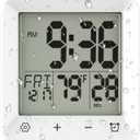 Digital Shower Clock Waterproof, Bathroom Wall Clock Timer with Touch Screen, Temperature, LCD Display, Suction Cup Hanging Hole Stand for Kids and Adults (White)