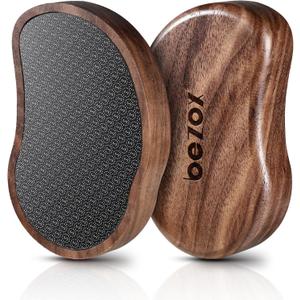 BEZOX Glass Foot File - Nano-Glass Pumice Stone Foot Scrubber, Heel File Callus Remover for Silky Smooth Feet, Portable Pedicure Tool for Summer & Vacation - Walnut Wood Handled