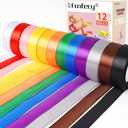 12 Rolls 300 Yards 1 Inch Satin Ribbon Assorted Colors - 25 Yards/Roll, Ribbon for Gift Wrapping Girl Hair Bow, Ribbons for Crafts Party Wedding Decor