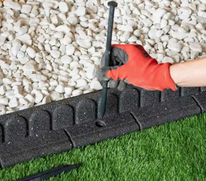 EZ Border Lawnmover Friendly Garden Border 4-ft Rubber Landscape Grass Lawn Mower Edging Section 120cm, Grey, Pack of 1