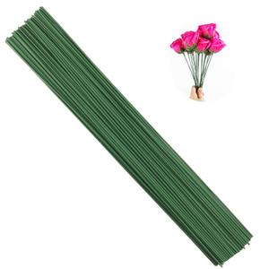Arlai Pack of 50, Diameter 2mm Dark Green Paper Wrapped Floral stem Wire 16 Inch Floral Stem Wire - DIY Bouquet Stem Wrapping and Crafts