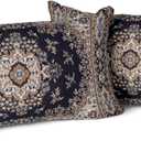 Snycler Boho Throw Pillow Covers 12x20 inch Set of 2 Black Medallion Border Area Rug Double Sided Pattern Cotton Soft Pillow Case Cushion Cover Pillowcase for Couch Sofa Bed Decorative