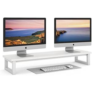 YAOHUOO Dual Monitor Stand Riser, 39Inch Large Monitor Stands for 2 Monitors, Computer Monitor Stand, Wooden Desktop Oraganizer Shelf for Office Desk Computer,Laptop,TV