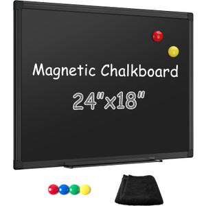 SELEAD Magnetic Chalkboard 24 x 18 Inches - Black Aluminum Frame Chalk Board Words Sign Wall Decor Plaque for Business, Menu, School, Office - Magnet Bulletin Display Board Pizarra