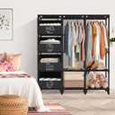 Portable Closet, Easy Assembly, Large Capacity Wardrobe Closet, Sturdy and Stable Clothes Rack with Shelves 4 Storage Baskets and 2 Hanging Rods, for Bedroom and Cloakroom Black