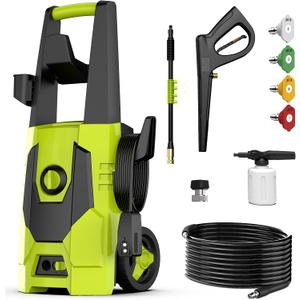 4500PSI PressureWasher PowerWashers 4 Quick Connect Nozzles and Foam Cannon for Cars Driveways Patios Fences