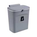 TOPROAD Kitchen Hanging Trash Can, 2.4 Gallon Wall Mounted Counter Waste Compost Bin, Small Garbage Can with Lid for Cupboard/Bathroom/Bedroom/Office/Camping/Under Sink(Grey) (LJT-MA1)