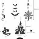Cheerland Halloween Witch Decorations Gothic Hanging Witch Banner Indoor Garland Glitter Black Decor Moon Star Glitter Garland Decoration Haunted House Witchcraft Wall Decor Birthday Party Supplies