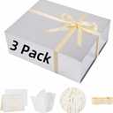 UoeRing 3 Pack Extra Large Silver Gift Box 20x16x7 inch Luxury Gift Box for Presents with Magnetic Closure Lid Collapsible,Birthday,Christmas,Contains Card, Ribbon,Tissue Paper,Shredded Paper Filler, 1 Count