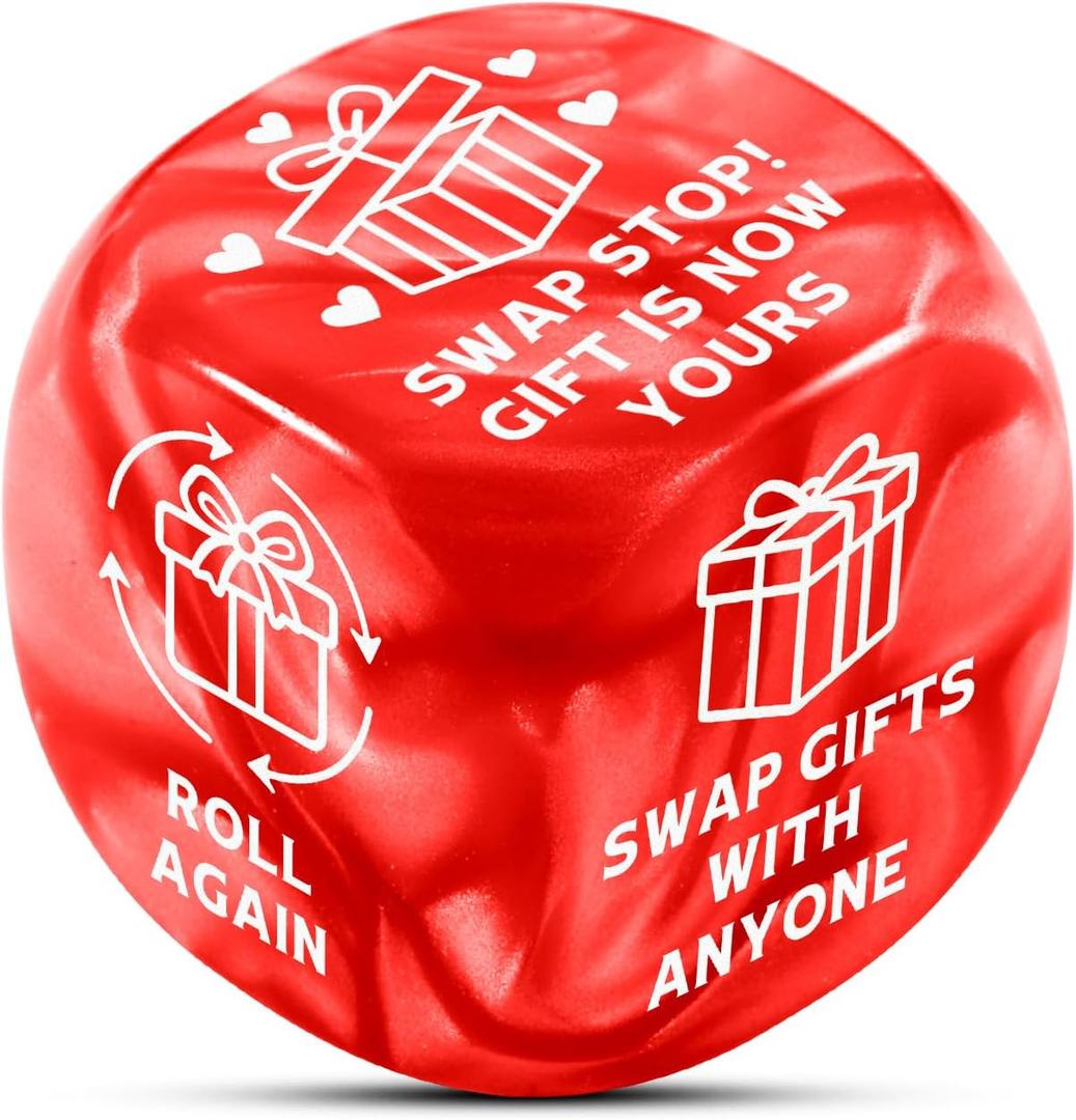 Santa Swap Gift Exchange Dice, Christmas Stocking Stuffers for Men Women, Funny Holiday Party Games for Adults, White Elephant Dice Gift Ideas Secret Santa Swap Game Xmas Celebration Supplies