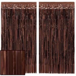 xo, Fetti Brown Party Curtain - Set of 2 | Espresso Martini Fringe, Bachelorette Decorations, Cute Birthday Photo Booth, Party Backdrop, Bday Supplies