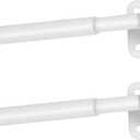 2 Pack Thin Curtain Rod for Windows Adjustable 30-54 Inch, 1/2" Diameter, Small Cafe Decorative Window Curtain Rod with Brackets (White)