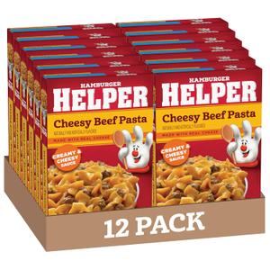 Hamburger Helper Cheesy Beef Pasta Meal (5.2 oz - 12 Pack) No Artificial Flavors, Ready in 3 Easy Steps, Quick Meals Perfect for Midweek Dinners, Busy Evenings & Families On-the-Go (EXP 07/23/26)