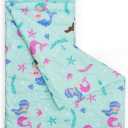 david's kids Toddler Nap Mat Set with Removable Pillow, Ultra Soft Slumber Bags for Boys Girls NeutralPerfect for Preschool, Daycare, Kids Sleeping Bags with Rollup Design, 50"x20", Mermaid