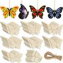 80PCS Wooden Spring Ornaments to Paint Butterfly Cutouts, 8 Styles DIY Blank Unfinished Wood Butterfly Cutouts Ornament for Home Crafts Hanging Decorations