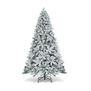 7.5ft Artificial Snow Flocked Hinged Christmas Tree with Metal Stand