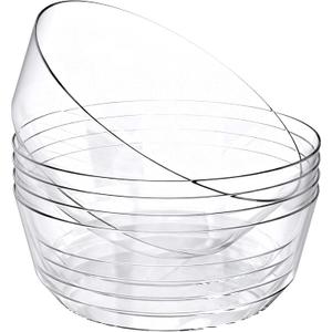 15 Pack Plastic Serving Bowls 128oz Clear Plastic Bowls Heavy Duty Disposable Serving Bowls for Party Snack & Salad & Candy & Bar Buffet  128oz Clear