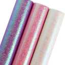 WRAPAHOLIC Wrapping Paper Roll - Pink/White/Purple Rainbow Color for Birthday, Wedding, Mother's Day, Valentine's Day, Holiday, Baby Shower Wrap - 3 Rolls - 30 inch X 120 inch Per Roll
