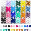 192pcs Silicone Beads 15mm for Keychain Making Kit, 24 Colors Focal Rubber Beads Neatly Organized, Round Colorful Bead, Bulk for Pens, DIY, Necklace, Bracelet Making Kit, Jewelry, Art Crafts