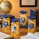 20 Sets 2026 Graduation Table Decoration with LED Lights, Mason Jar Graduation Centerpieces for Tables with Class of 2026 Felt Cap, Paper Roll, Stickers, College High School Grad Party Gifts(Blue)
