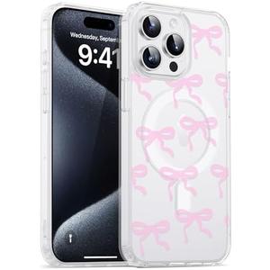 XIQI Designed for iPhone 15 Pro Max Case 6.7'' with Clear & Slim[Anti-Yellowing][Compatible with MagSafe] Magnetic Protective 15 Pro Max Phone Case for Men Wowen,Pink Pack Of 2