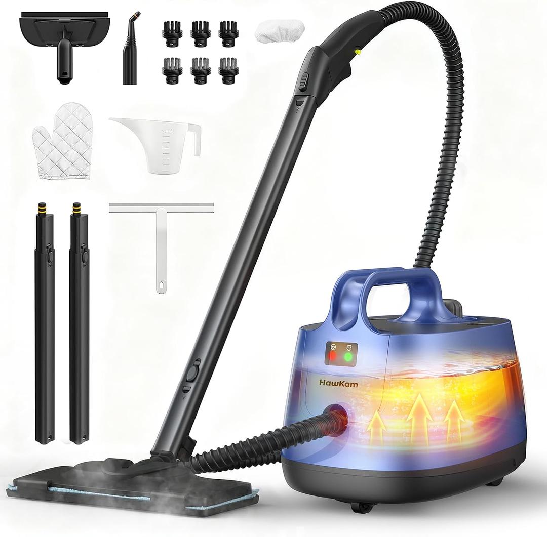 Steam Cleaner for Home, 293F 58 PSI Powerful Multipurpose Handheld Steam Mop, 21 Attachments, 50Oz Capacity, Heavy Duty Steamer for Carpets, Floors, Cars, Tiles, Crack Cleaning, Turquoise