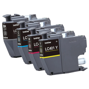 Brother Genuine LC401 4PKS Standard Yield 4Pack Ink Cartridges – Includes 1 Cartridge Each of Black, Cyan, Magenta and Yellow