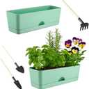 2-Pack Small Window Boxes Planters 16 Inch Rectangle Plant Box Rectangular Planter for Outdoor and Indoor Plants Plastic Windowsill Planter for Herbs Vegetable Flowers Long Window Sill Planters