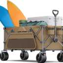440Lbs Collapsible Wagon Cart with Big Wheels,Utility Wagons with Weight Capacity,Heavy Duty Wagon with Excellent Steering,Ideal for Camping,Gargen,Transport,Outdoor Sports (Brown)