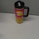 LANJAO Tumbler 30oz Straight Skinny Portable Handle Car Cups With Anti slip Sleeve Straw Dust Cover, Sports Travel, Stainless Steel Insulated Gifts for Men Women Fans (Kansas City)