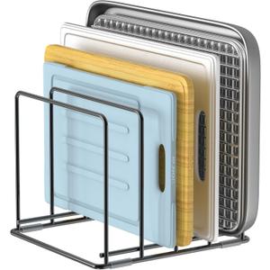Kitchen Organizer Rack - 4-Slot Heavy-Duty Holder for Cutting Boards,Cookware Rust-Resistant, Space-Saving Design with Non-Slip Feet for Countertop and Cabinet Storage (1 Pack)