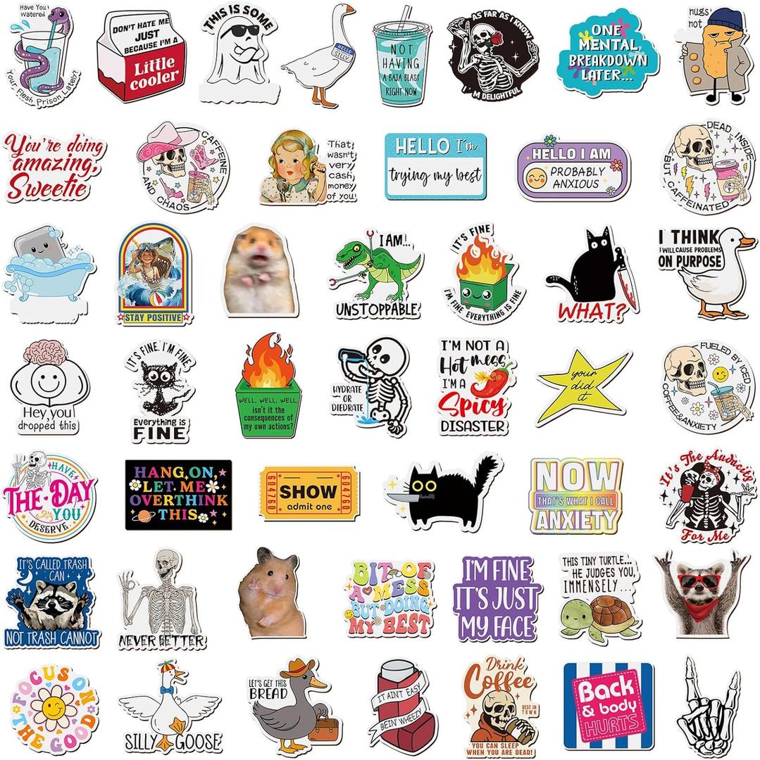 Xuhal 50 Pcs Funny Fridge Magnets Bulk Reusable Novel Expressions Cute Animal and Words Refrigerator Magnets for Adults Home Office Kitchen Decoration