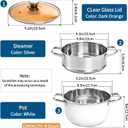 2 Tier Steamer Pot with Lid, 4 Quart Stainless Steel Food Steamer for Cooking, Multipurpose for Vegetable, Dumpling, Sauce, Pasta