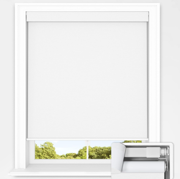 UNISHADES No Tools No Drill Cordless Blackout Roller Shades for Indoor Windows, Easy to Install, Darkens Rooms, Blocks Heat, and Protects Against UV Rays, Window Size 32” W × 48" H White