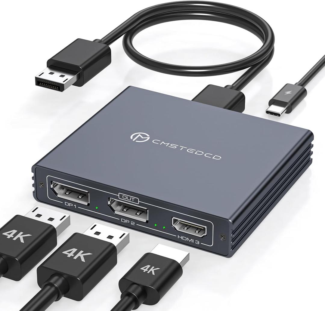 Displayport Splitter 3 Monitors Dual DP with HDMI Adapter 4K60Hz Extended Display 1 in 3 Out Displayport MST Hub for Multiple Monitors Compatible for PC, Graphics Card, Lenovo, HP and More