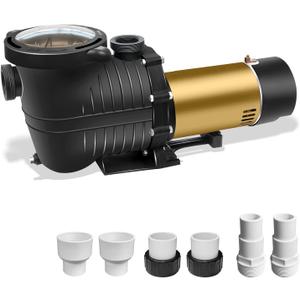 Pool Pump, 1.5HP Energy-Saving Two-Speed, 115V, for in/above-ground pools. 5400 GPH high flow, self-priming, includes 6.6 ft power cord and 1.25", 1.5" & 2" unions.