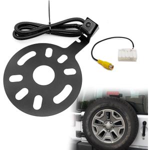 Spare Tire Backup Camera, Car Rear View Back Up Camera for Jeep Wrangler Spare Tire Mount 2007-2018, Waterproof Wide Angle Removable Camera Guidelines with OEM Monitor Adapter