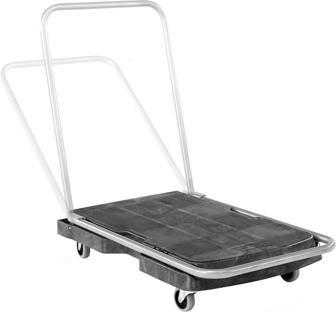 Rubbermaid Commercial Products Convertible Folding Utility Dolly/Cart/Platform Truck with wheels, 250 lbs Capacity, for Moving/Warehouse/Office