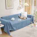 MEETSKY Oversized Chair Sofa Slipcover Washable Loveseat Couch Cover for Sofa, Furniture Protector Cover Use Thick Soft Fabric Soft Throws Cover for Dogs, Pets, 71" x 102", Blue (Tassels Edge-blue)